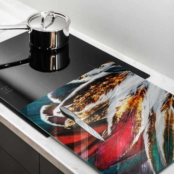 Tagliere in vetro temperato Piume di uccelli boho