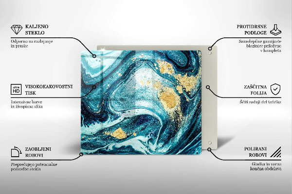 Tagliere in vetro Astrazione dell'oro blu