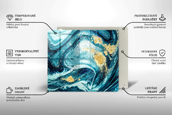 Tagliere in vetro Astrazione dell'oro blu