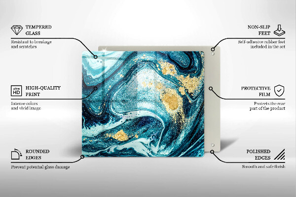 Tagliere in vetro Astrazione dell'oro blu