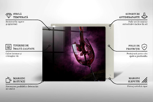 Tagliere in vetro temperato Un bicchiere di vino