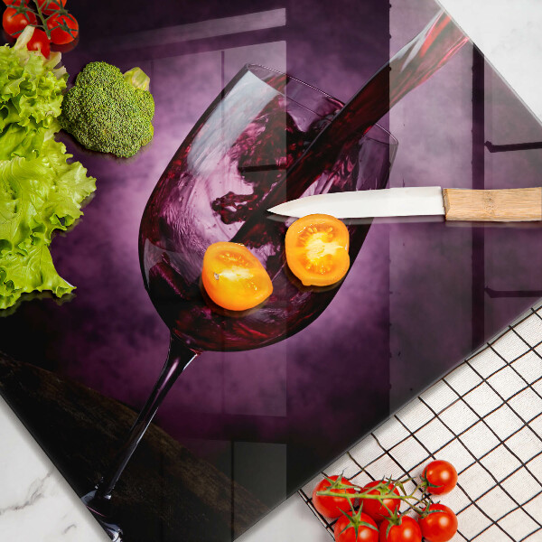 Tagliere in vetro temperato Un bicchiere di vino