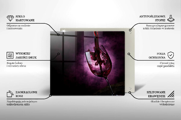 Tagliere in vetro temperato Un bicchiere di vino