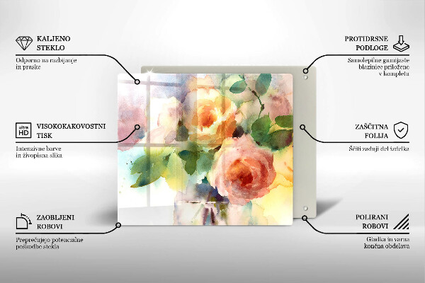 Tagliere in vetro temperato Fiori dipinti