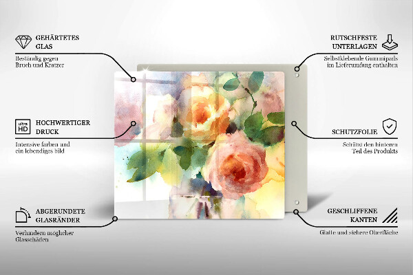 Tagliere in vetro temperato Fiori dipinti