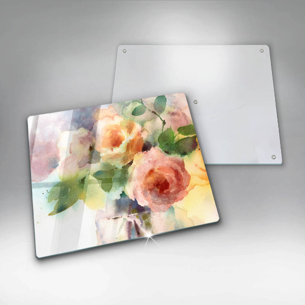 Tagliere in vetro temperato Fiori dipinti