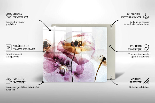 Tagliere in vetro Fiori delicati