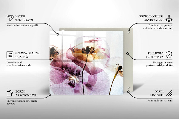 Tagliere in vetro Fiori delicati