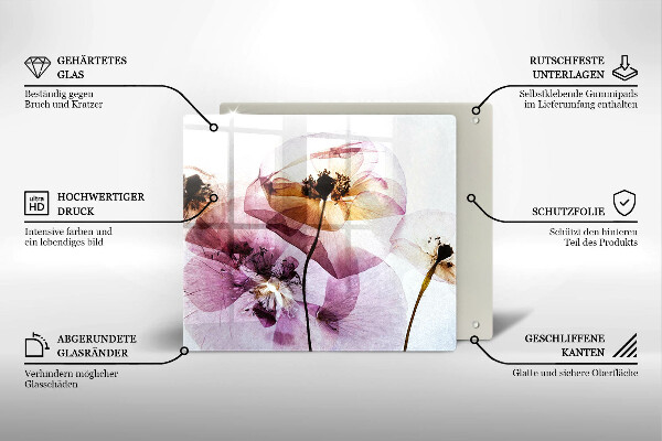 Tagliere in vetro Fiori delicati