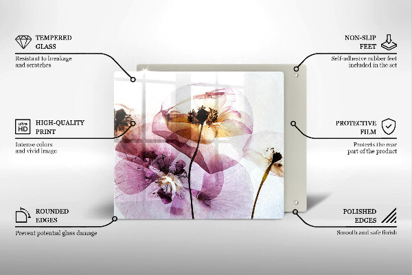 Tagliere in vetro Fiori delicati