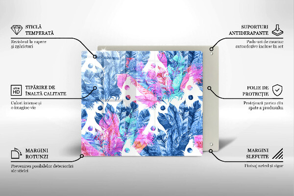 Tagliere in vetro Illustrazione di piume boho