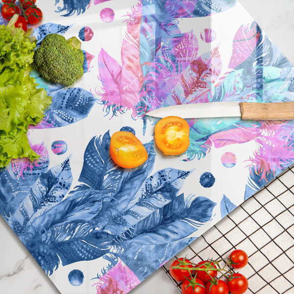 Tagliere in vetro Illustrazione di piume boho