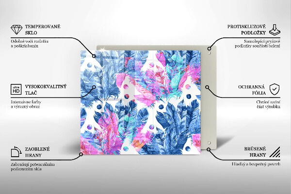 Tagliere in vetro Illustrazione di piume boho