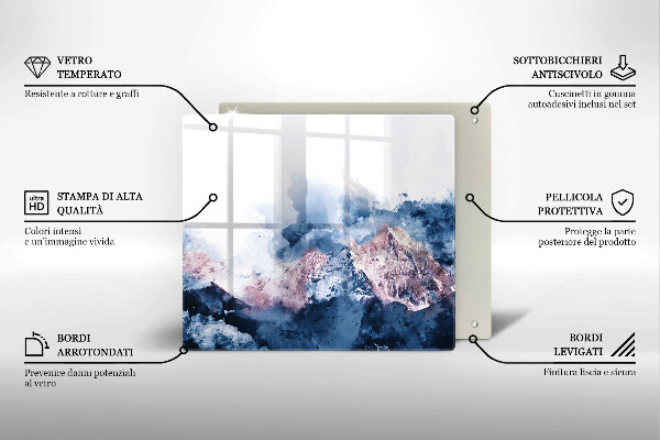Tagliere in vetro Montagne dipinte astratte