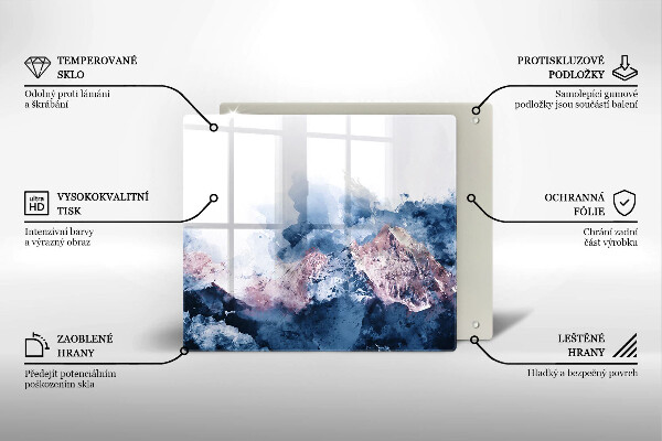 Tagliere in vetro Montagne dipinte astratte