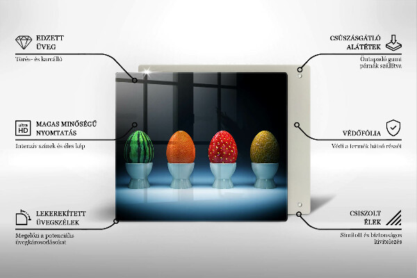 Tagliere in vetro temperato Uova di frutta astratte