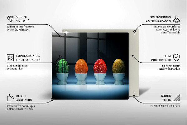 Tagliere in vetro temperato Uova di frutta astratte