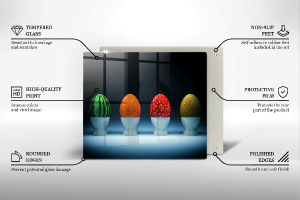 Tagliere in vetro temperato Uova di frutta astratte