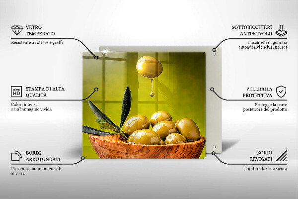 Tagliere in vetro temperato Olive gustose