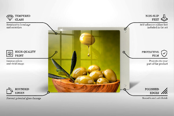 Tagliere in vetro temperato Olive gustose