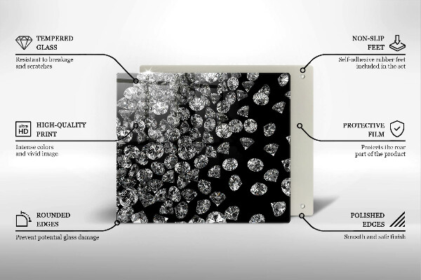 Tagliere in vetro temperato Diamanti diamanti