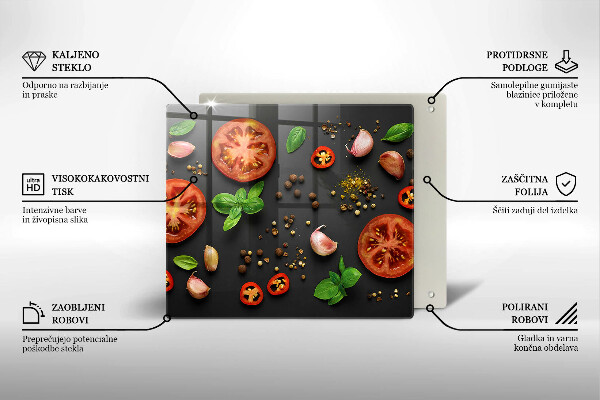 Tagliere in vetro temperato Pomodori e spezie