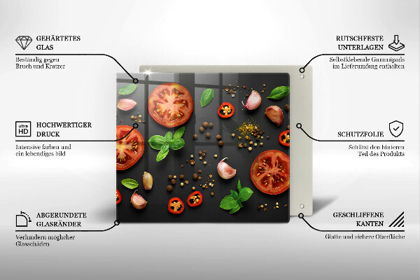 Tagliere in vetro temperato Pomodori e spezie