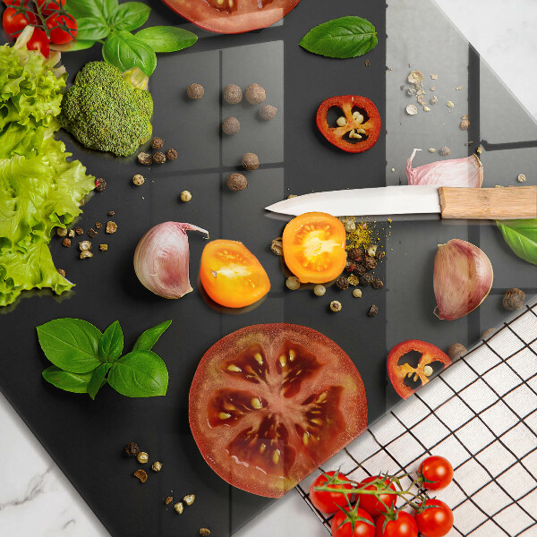 Tagliere in vetro temperato Pomodori e spezie