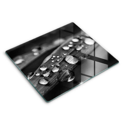 Tagliere in vetro temperato Gocce di rugiada sulle foglie