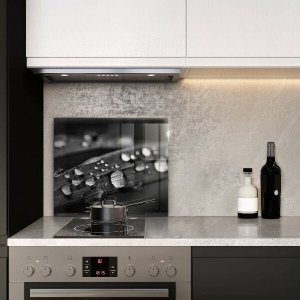 Tagliere in vetro temperato Gocce di rugiada sulle foglie