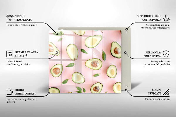 Tagliere in vetro temperato Modello di avocado