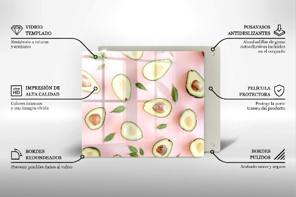 Tagliere in vetro temperato Modello di avocado