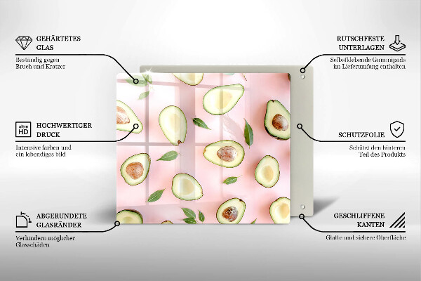 Tagliere in vetro temperato Modello di avocado