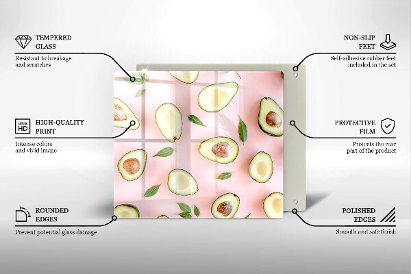 Tagliere in vetro temperato Modello di avocado