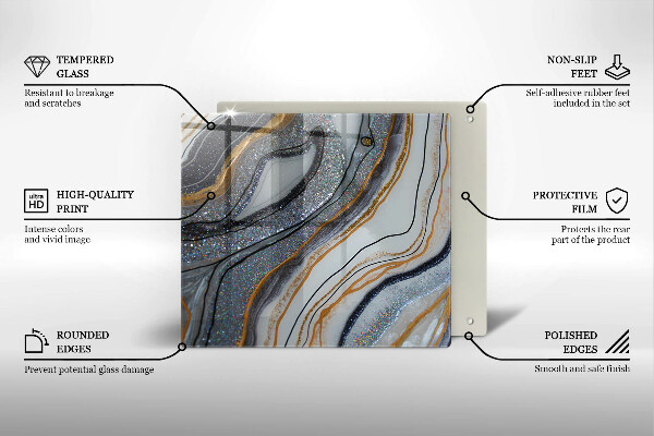 Tagliere in vetro roccia con oro