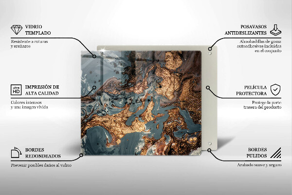 Tagliere in vetro Struttura in roccia dorata