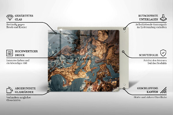 Tagliere in vetro Struttura in roccia dorata