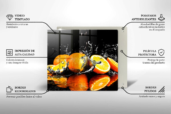 Tagliere in vetro temperato Succoso frutto arancione