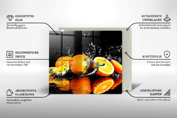 Tagliere in vetro temperato Succoso frutto arancione