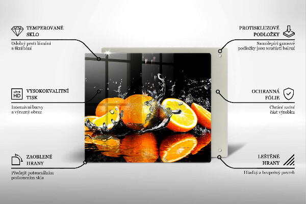 Tagliere in vetro temperato Succoso frutto arancione