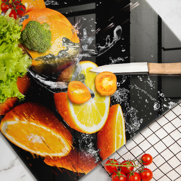 Tagliere in vetro temperato Succoso frutto arancione