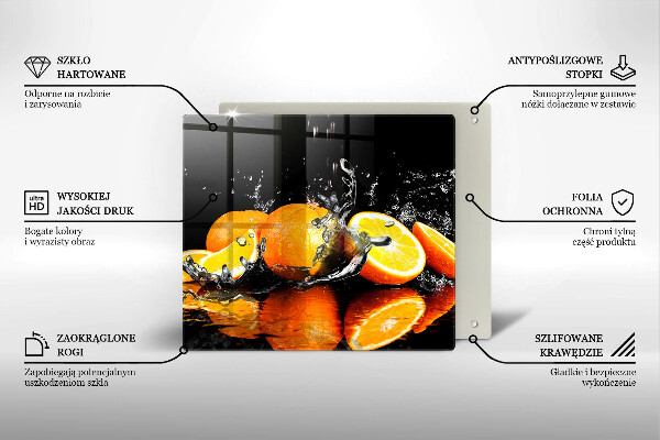Tagliere in vetro temperato Succoso frutto arancione