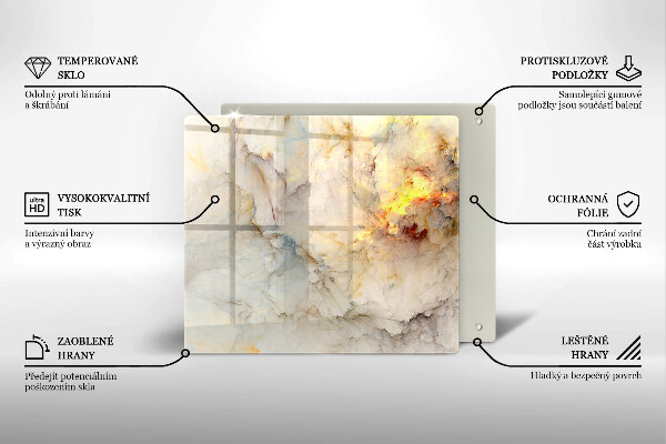 Tagliere in vetro Struttura in marmo con oro