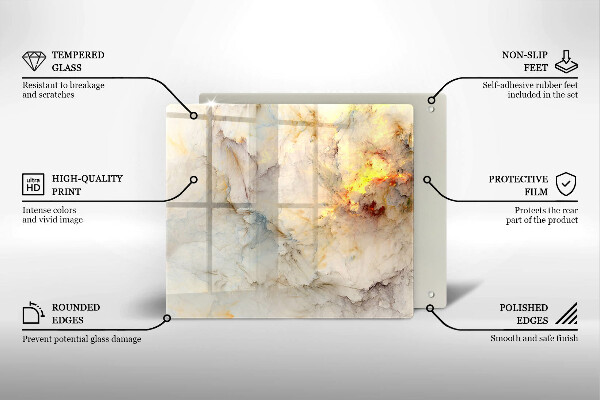 Tagliere in vetro Struttura in marmo con oro