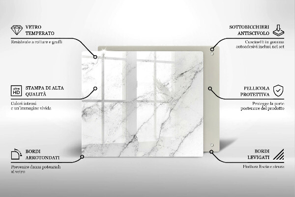 Tagliere in vetro temperato Elegante struttura in marmo