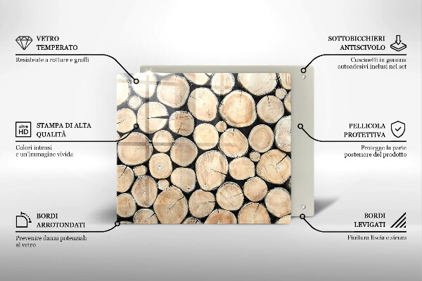 Tagliere in vetro temperato Tronchi d'albero in legno