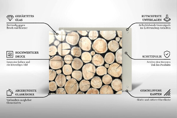 Tagliere in vetro temperato Tronchi d'albero in legno