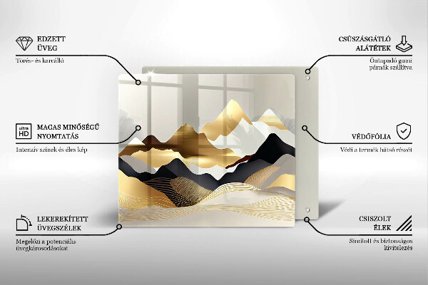 Tagliere in vetro Montagne dorate astratte