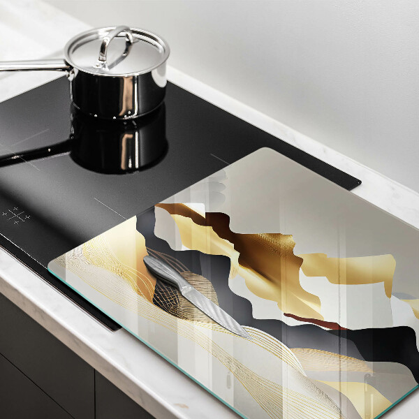 Tagliere in vetro Montagne dorate astratte