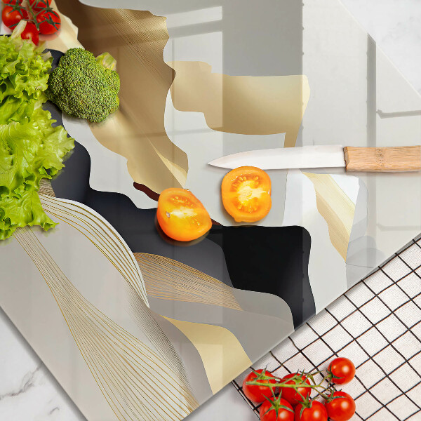 Tagliere in vetro Montagne dorate astratte